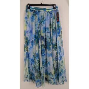 New Afibi sz 2XL Maxi Skirt multi color floral print pull on 2634